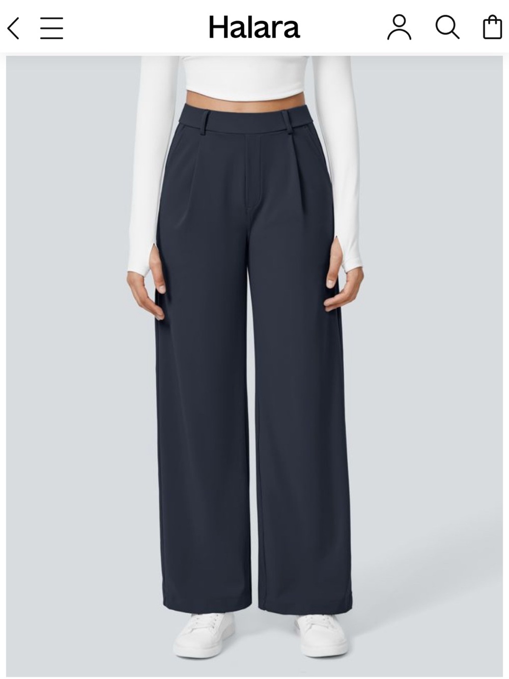 NWT Halara Navy High Waisted Wide Leg Work Pants S Petite